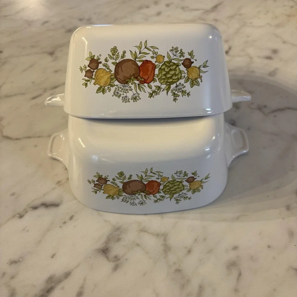 2 Corning Ware Spice Of Life Small Casserole Dishes 2 3/4 Cup P-43-B No Lids VTG